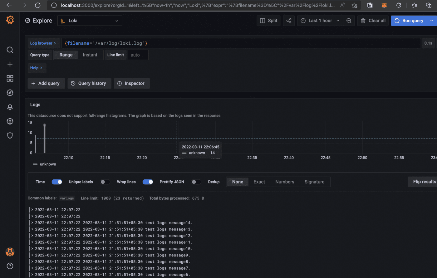 Log aggregation and visualisation using Loki, Promtail and Grafana.